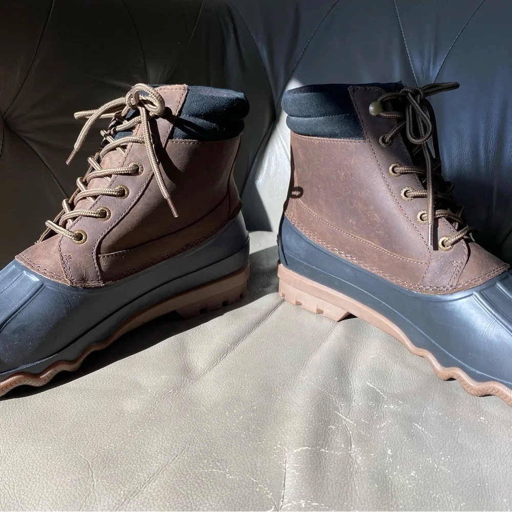 Sperry Brewster Boots Brown Black Leather Waterproof STS19274 Men’s Size 11.5
